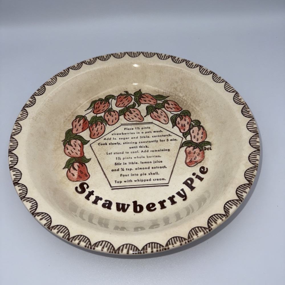 Vintage 1983 Royal China Country Harvest Strawberry Pie Recipe 11" Baker Dish